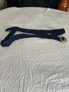 Polo by Ralph Lauren Braided Navy Belt with Gold Buckle Accent